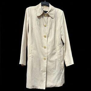 Vintage Braetan Coat Womens Large Ivory Single Breasted Walker Lined Mid Length